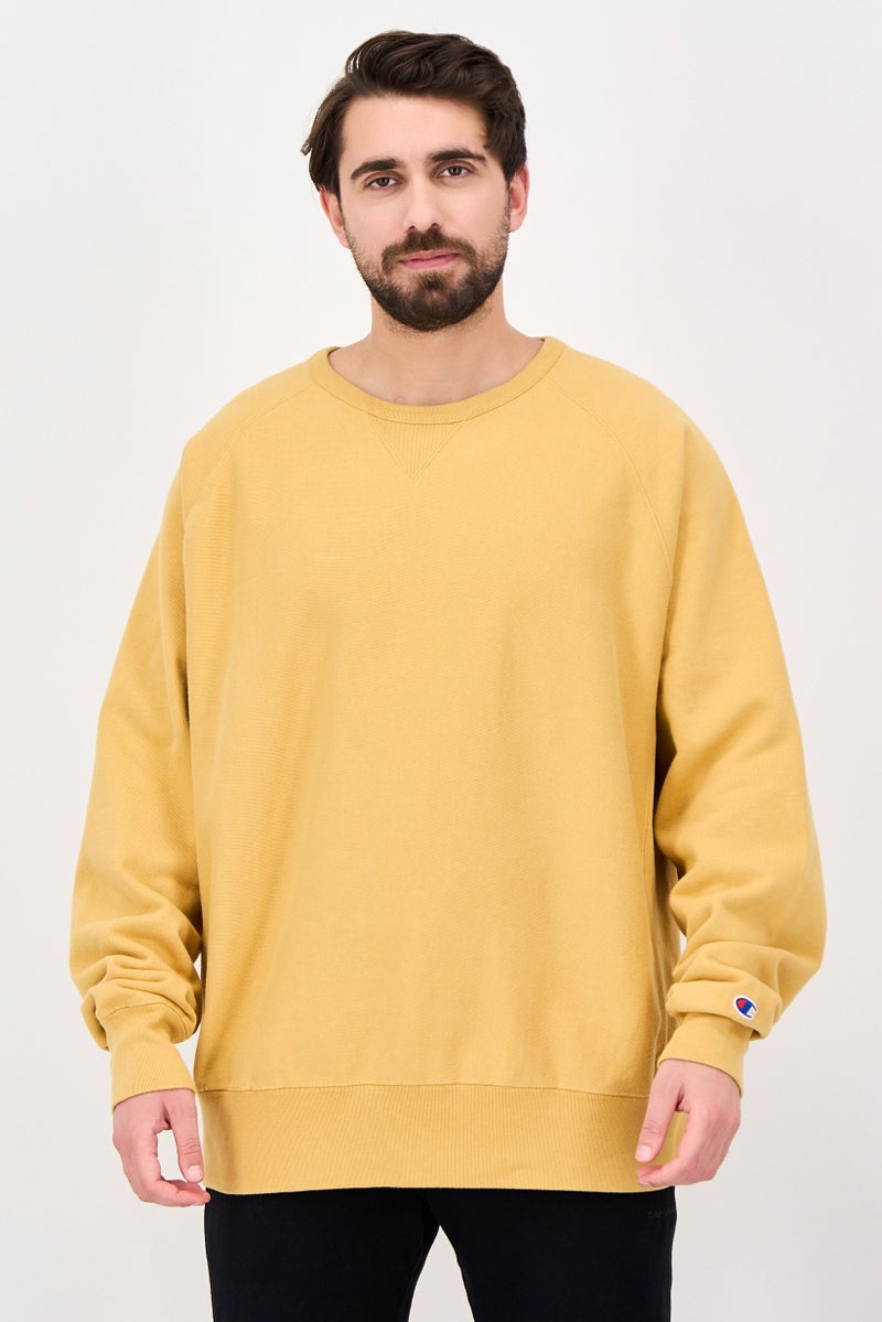 Champion Men Sportswear Fit Long Sleeve Outdoor Sweatshirt, Mustard - Image 1
